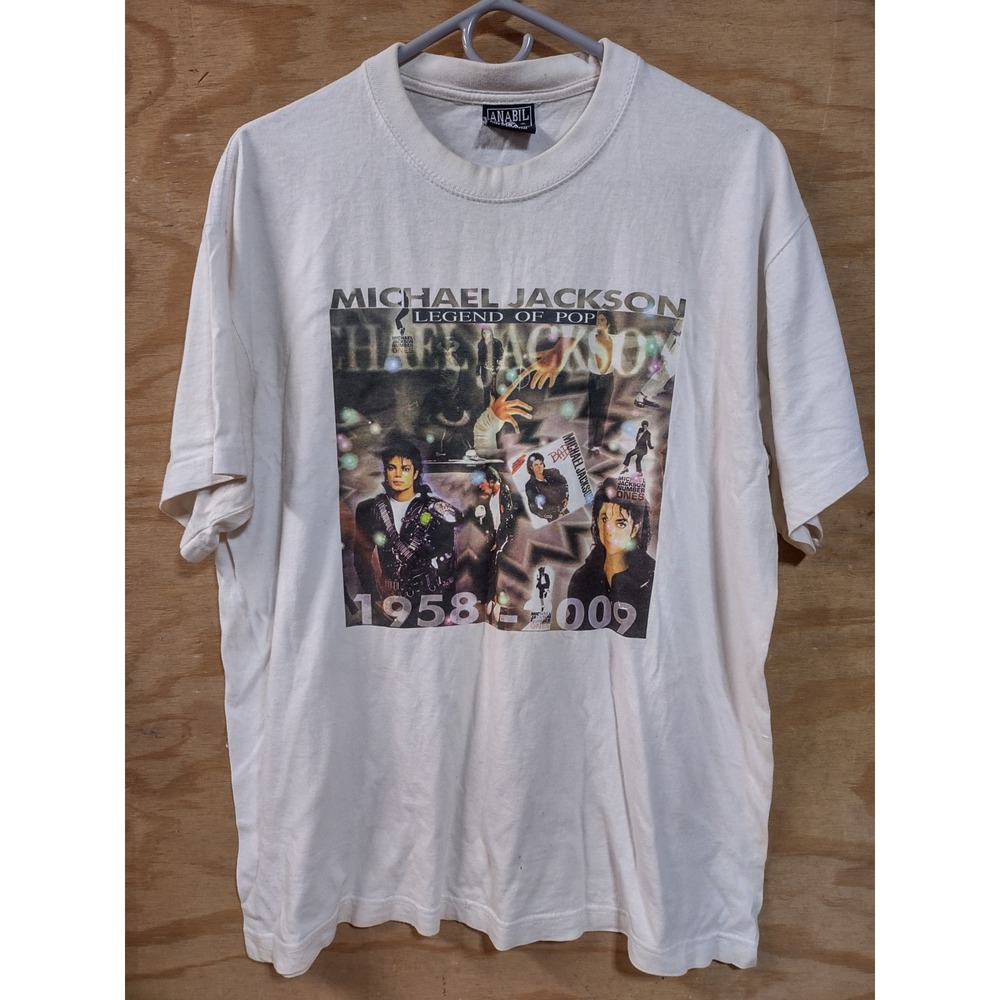 Vintage Michael Jackson Legend of Pop T-Shirt Anabil White XL 1958-2009 Graphic
